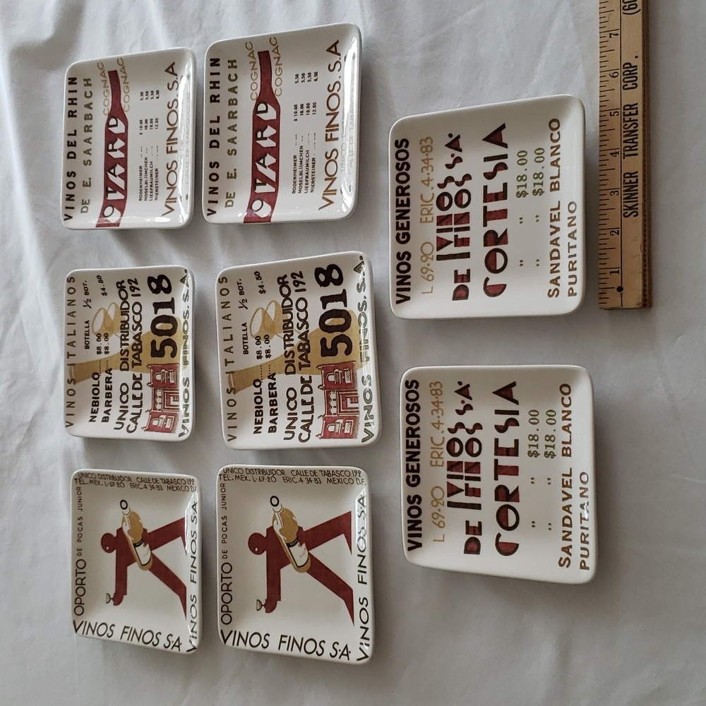 Pottery Barn Wine-themed Appetizer Plates (set of 8) 5 1/2" X 5 12" Square